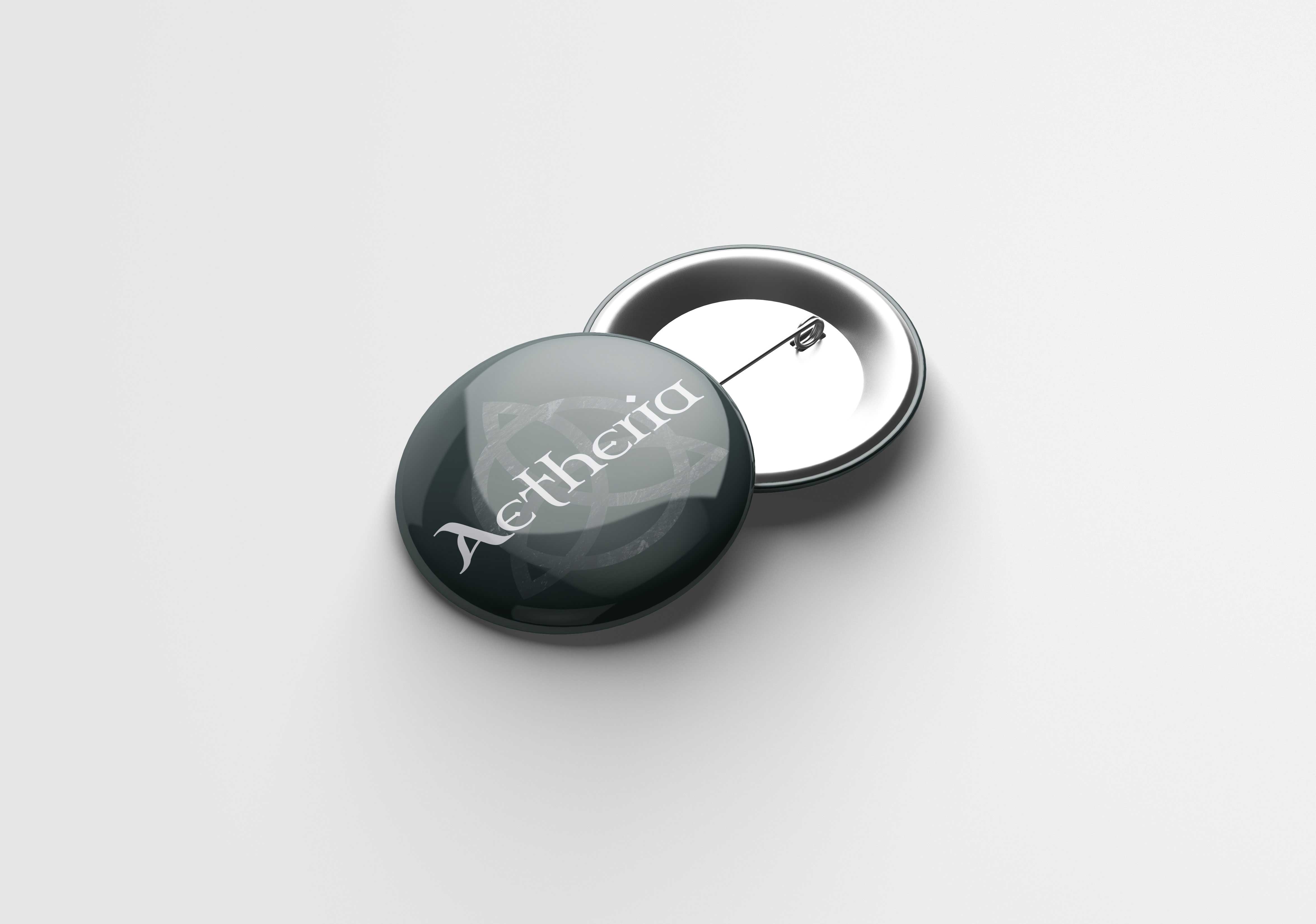 Mockup of the badge with the band's logo printed on it