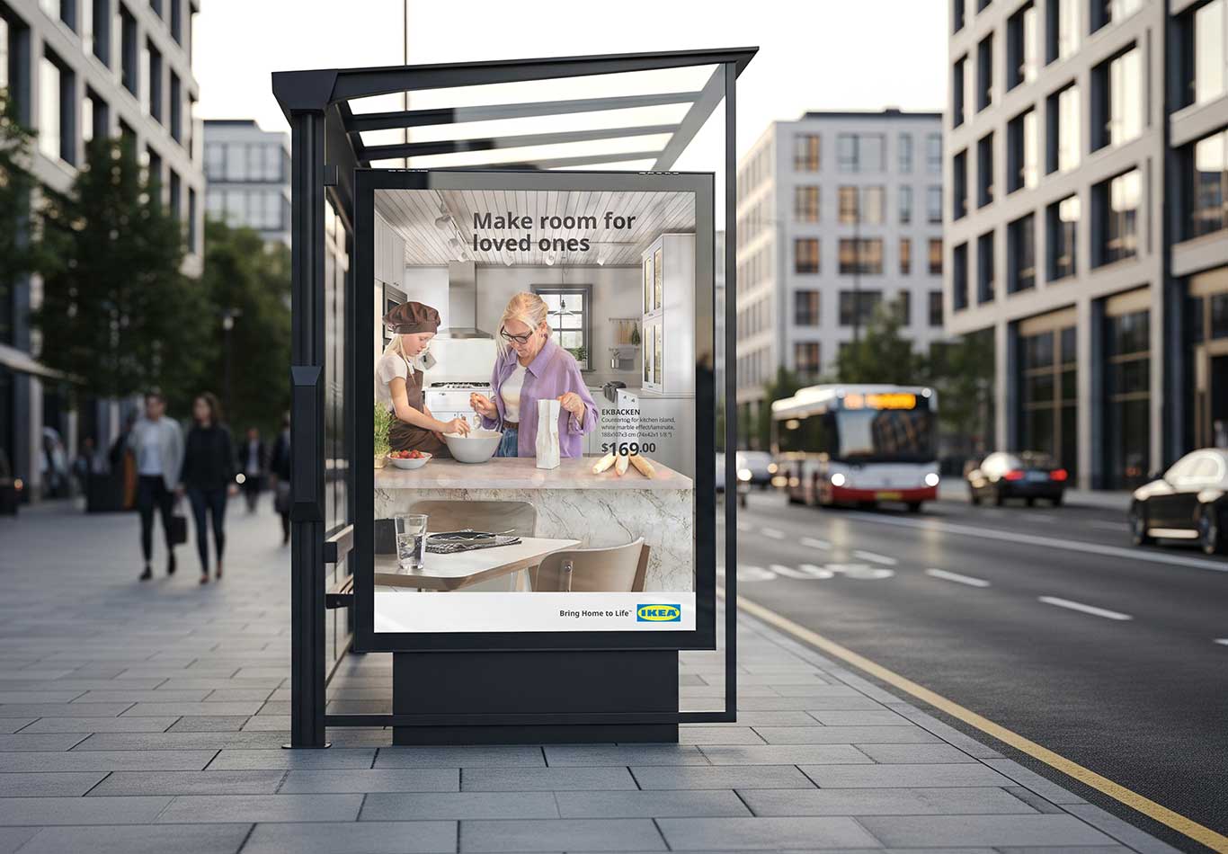 The billboard showing the campaign message 'Make room
                    for loved ones'