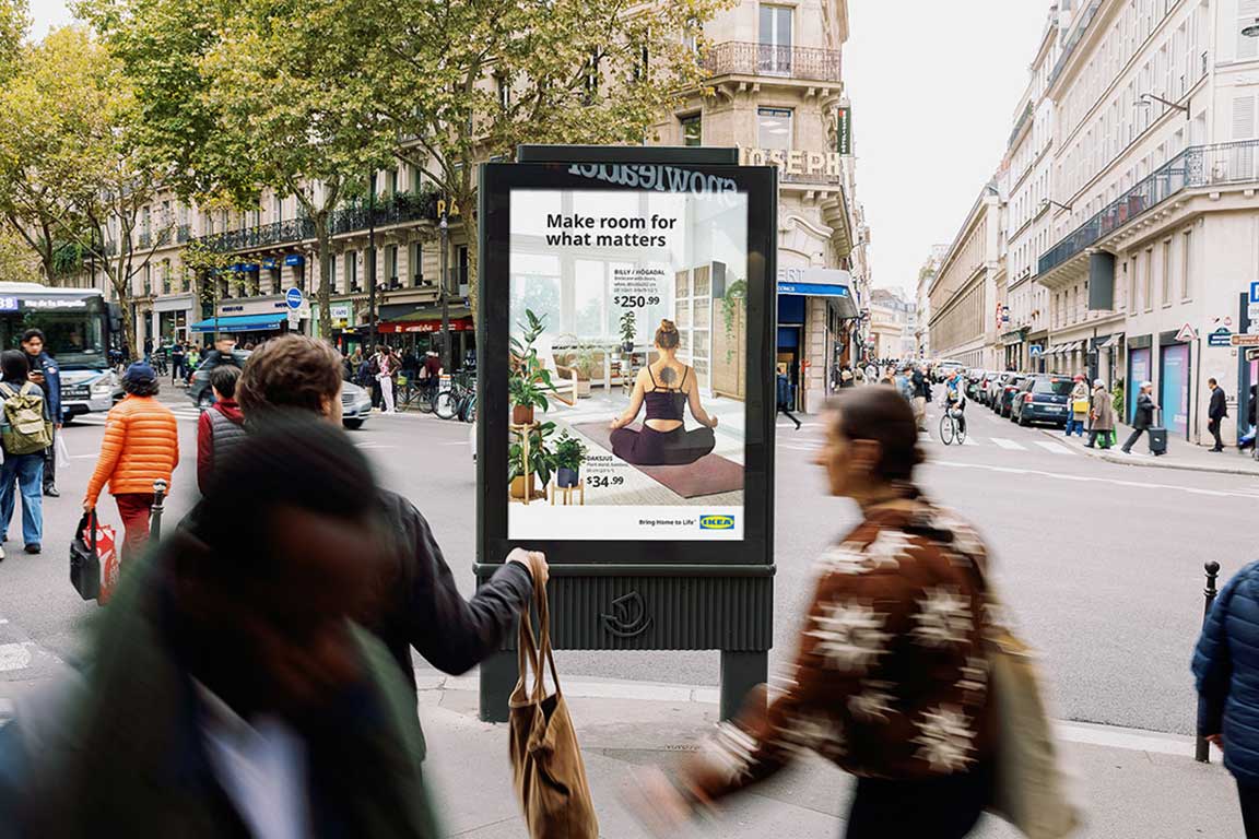 The billboard showing the campaign message 'Make room
                    for what matters'