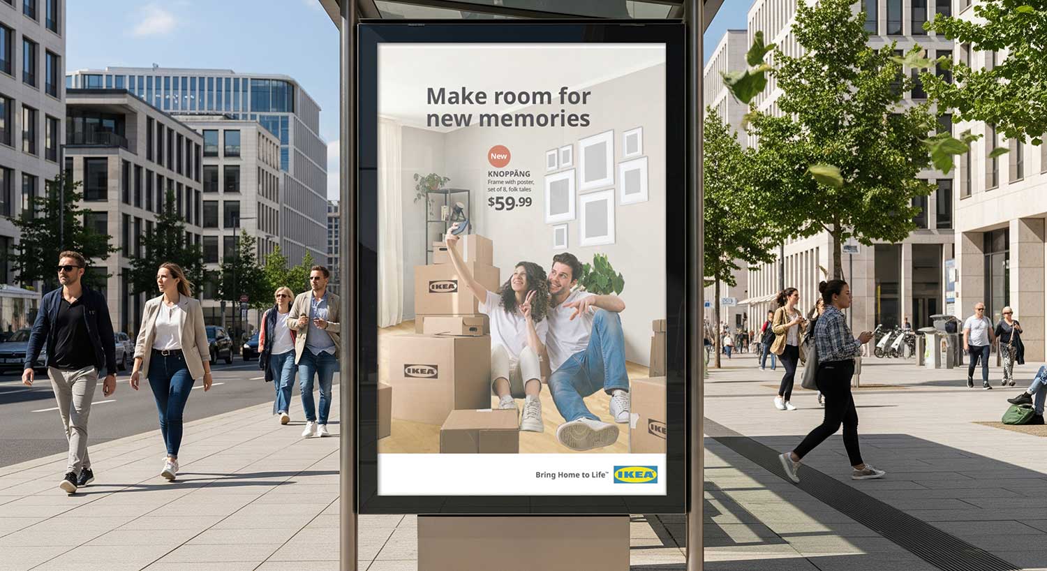 The billboard showing the campaign message 'Make room
                    for new memories'